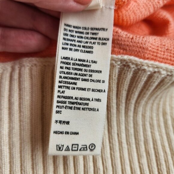 Free People Oversized Orange Peach Polo Sweater Comfy Classic Prep Casual Cute - Picture 11 of 16